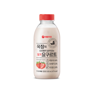 서울우유 목장의 신선함이 살아있는 딸기 요구르트, 3개, 500ml