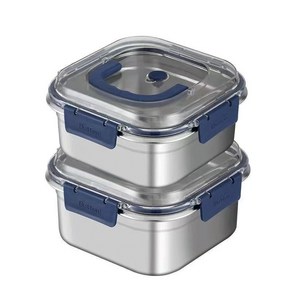 Siemzon 스테인레스 밀폐용기 보관용기 반찬통 다용도 스텐용기, 1800ml+2100ml, 2개