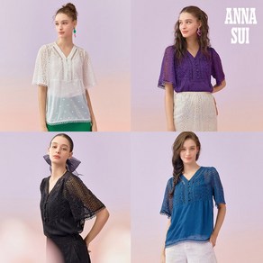 안나수이 8.[최초가 99000원] ANNA SUI 아일렛 자수 브이넥 블라우스+이너슬립 2종790013