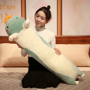 쿨 바디필로우 쿨링 냉감 인형 고양이 롱쿠션 긴베개, 민트 공룡_85cm