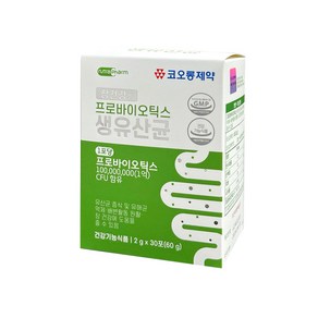 코오롱제약 프로바이오틱스 생유산균 1억CFU 30포(60g) 1개(1개월분) 장건강 체중관리, 60g, 30회분, 1세트