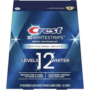 Cest 3D Whitestips Pofessional Bight Levels 12 치아 미백 키트 18 트리트먼트 36카운트, 36 Count (Pack of 1)