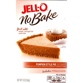 Jell-O No-Bake Pumpkin Style Pie Desset 9.2-Ounce Box 젤로 굽지 않는 호박 스타일 파이 디저트 9.2온스 상자, 1개, 260g