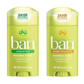 2개세트 남녀공용 반 데오드란트 스틱 2종, 2개 UNSCENTED 무향, 2개, 73g