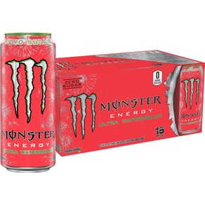 미국발송 Monster Energy 울트라 수박 무설탕 에너지 드링크 16온스(15팩)