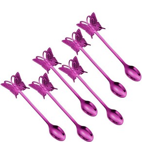 커피 스푼 티스푼 처리 디저트 나비 모양 과일 샐러드 포크 스마트, 1개, 2. Puple fok spoon