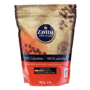 (Zavida)자비다 헤이즐넛 바닐라 미디엄 로스트 원두커피>Zavida 100% Aabica whole bean Coffee 907g-1팩, 907g, 100% 콜롬비안