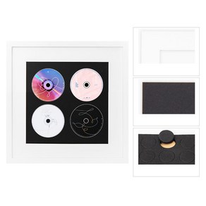 Ma.06 191번 예취 원목 cd 액자 디스크 수납 앨범 소장 dvd 보관용 디스크 수집 액자 벽걸이 전시액자Z, 8_아이보리 (벽 걸 이 전용) 화이트 카드 블랙 카드, 4개