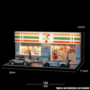 1/64 자동차 차고 디오라마 미니어처 모델 스트리트 코너 장면 피규어 PVC 사진 소품 1:64 핫 휠에 적합 MiniGT, 2.711 With Light, 1개