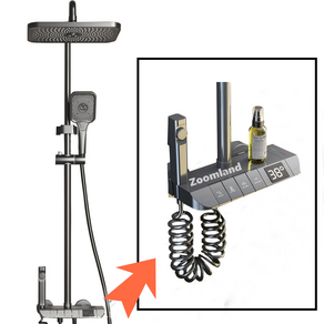 Zoomland 해바라기 샤워기 프리미엄 선반형 LED 온도 표시 해바라기 샤워기 수전세트 독일기술 디자인 지능 항온 고화질 수온 디스플레이