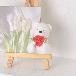 [무료선물포장] 카네이션 곰돌이 석고방향제 선물 차량용 탁상용 자석 어버이날 스승의날, 블랙체리