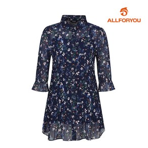 [올포유] 여성 플라워 쉬폰 플리츠 7부 카라 롱블라우스 ALBLL4131-915_G