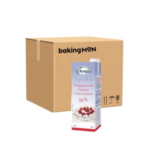 [아이스박스 무료] 올림피아 UHT 생크림 38% 1박스 (1L x 12개 / 동물성 휘핑크림 무가당), 1L