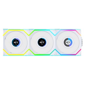 리안리 UNl FAN SL Wieless LCD 120 서린 (3팩 화이트) 시스템 케이스 쿨러, 1세트, 화이트