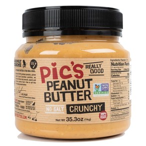 Pic’s Really Good Cunchy No Salt Peanut Butte (35.3oz) Pic의 정말 좋은 크런치 무염 땅콩 버터 (35.3oz), 1개, 1kg