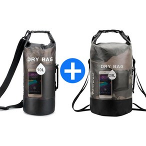 스토리원 스포츠 드라이백 방수가방 10L + 20L 세트 물놀이 수영 U-SSBG023, 블랙세트, 10L+20L