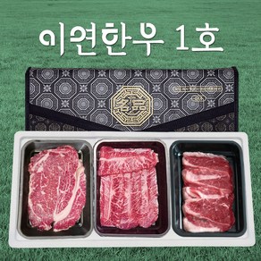 이연한우 1등급 한우 소고기 선물세트 1호 등심 부채 차돌, 600g, 1개