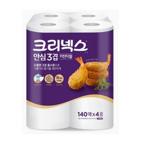 크리넥스 안심 키친타올 3겹 140매 4롤