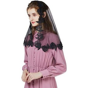 수입미사보 천주교용품 미사포 가톨릭성물 미사보 천주교성물 lace veil fo 블랙, 블랙 3, 1개