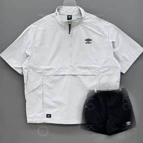 [국내백화점판] UMBRO 엄브로 25신상 클래식 반팔 스탠넥 아노락 셋업 세트 (믹스1)