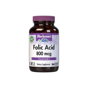 Bluebonnet Folic Acid 800mcg 블루보넷 엽산 800mcg 180베지캡슐, 1개, 180정