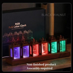 진공관 시계 닉시 튜브 게임 탁상 인테리어 데스크탑 장식용 디지털 조립 RGB LED 글로우 테이블 선물 상자 포함, Wood gain colo