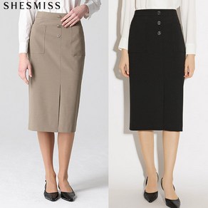 [쉬즈미스(SHESMISS)] 단아한 버튼 포인트 미디 스커트 (택가격 168000원)