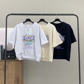 행복여 엔젤 카 루즈핏 캐쥬얼 반팔 맨투맨 티셔츠