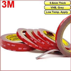 3M 얇은 0.6mm VHB 양면 접착 장착 폼 테이프 금속 플라스틱 사용 저온 영구 본딩 솔루션 3m/R, [16] 1oll 3mm, 1개