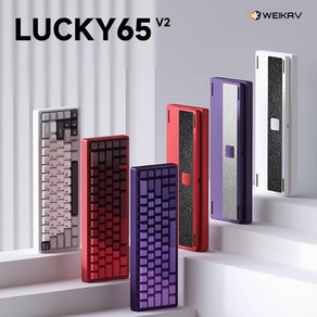 웨이카 weikav Lucky65 V2 CNC알루미늄 기계식 게이밍 키보드 무선3모드 전키핫스왑DIY 3750mah배터리 FR4위치판 PCB-gasket구조 QMA/VIA지원, 양극코딩-환야다크나이트, 코코넛축(베이지축/선형축)