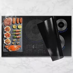 In Cucina 인쿠치나 인덕션 쿠킹매트 보호매트 사각 받침대 대형 덮개 패드 주방용품 56 x 48cm, 블랙 반투명, 1개