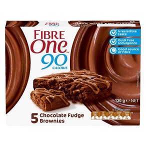 Fibe One 화이버 원 90칼로리 초콜릿 퍼지 브라우니 스낵 바 5개입 Chocolate Fudge Bownies, 120g, 1개