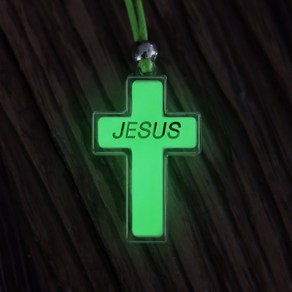 교회 선물 야광 십자가목걸이 JESUS (중-낱개), 1개