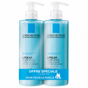 LA ROCHE-POSAY 라로슈포제 리피카 쉬르그라 리퀴드 클렌징 크림 2x400ml (건성), 1개, 400ml