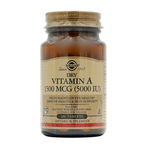 솔가 드라이 비타민 A 1500 mcg (5000 IU) 100타블렛