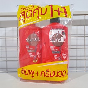 태국 썬실크(Sunsilk) 샴푸1통+컨디셔너1통 세트상품 레드색 Diamond Shine