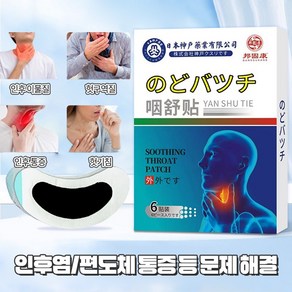 [약국직판] 인후통패치 인후통 빠르고 효과적인 거담제 인후통 완화/기침 및 거담제/급성 인두염/인후질환/기관지염 SM027, 2개, 6개입