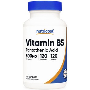 뉴트리코스트 비타민 B5 판토텐산 500mg 캡슐, 1개, 120정