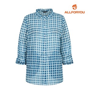 [올포유] 여성 소매 사다리테잎 체크 반넥 7부 블라우스 ALBLM3411-804