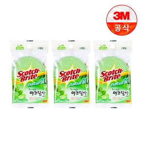 [3M] 아크릴사 천연펄프 수세미 1입(일반세척용) 3개세트