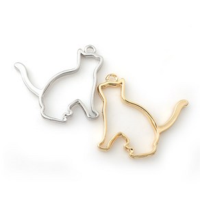 비즈아이 [7177-03]메탈펜던트 앉은고양이 36x32mm 1개