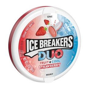 ICE BREAKERS Duo Fuit Plus Cool Stawbey Suga ICE BREAKERS Duo Fuit Plus 쿨 스트로베리 무설탕 민트 통 1.3, 36g, 1개