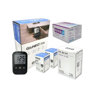 글루네오라이트 혈당기+혈당지100매+란셋(28G)110개+알콜스왑100매, 1개