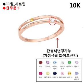 로이드 10k 14k 더블라인 탄생석 [11월 시트린] 반지