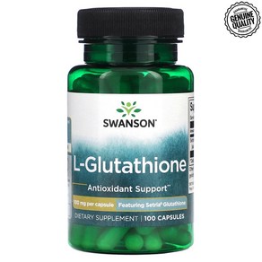 Swanson 스완슨 L글루타치온 환원형 100mg 100캡슐 Glutathione, 1개, 100정