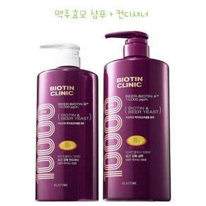 엘라스틴 비오틴클리닉 맥주효모 볼륨케어 샴푸 1000ml+컨디셔너1000ml, 1개, 1L