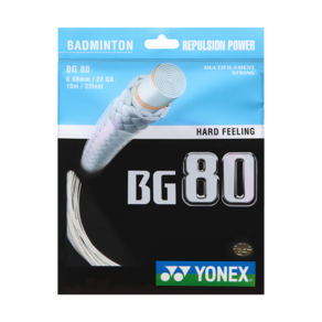 요넥스 배드민턴라켓 BG 80 스트링 0.68mm/10m화이트 옐로우 바이올렛