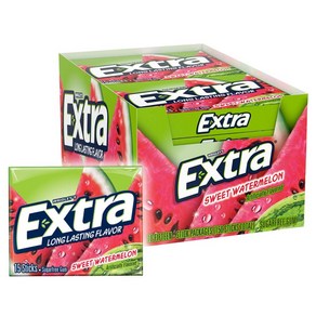 EXTRA Gum Sweet Watemelon Sugafee Chewing Gum 15 Pieces (Pack o EXTRA 껌 스위트 수박 무설탕 츄잉껌 15개입(10팩, 1개, 1g