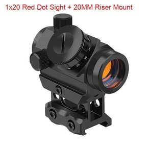 스코프 도트사이트 전술 1x20mm 4 moa 빨간 점 시력 20mm 레일 및 1 인치 라이저 마운트 광학 홀로그램 범위 aisoft 슈팅 액세서리 406, [02] Sight with Mount, 1개