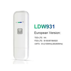 LDW931 LTE 라우터 모뎀 4G 와이파이 SIM 카드 동글 휴대용 모바일 와이파이 UIF 플매트 카펫 러그 앤 플레, 1개